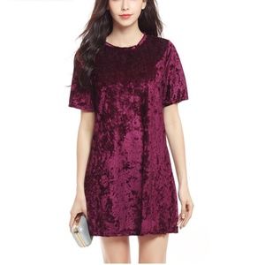 NWT Bordeaux Crushed Velvet Legging Tee / Mini Dress | M | by SPRING + MERCER